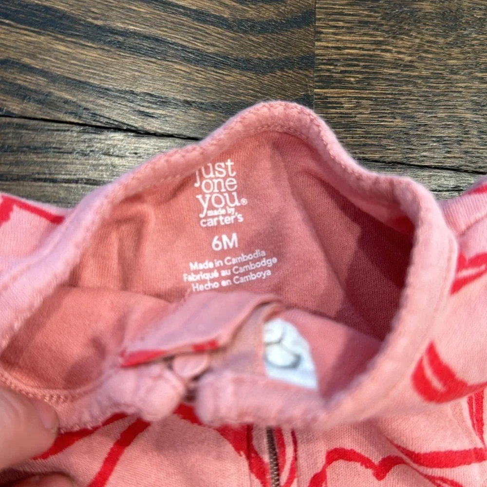 Valentine love bug just one you carters baby footie pajama zipper onesie
